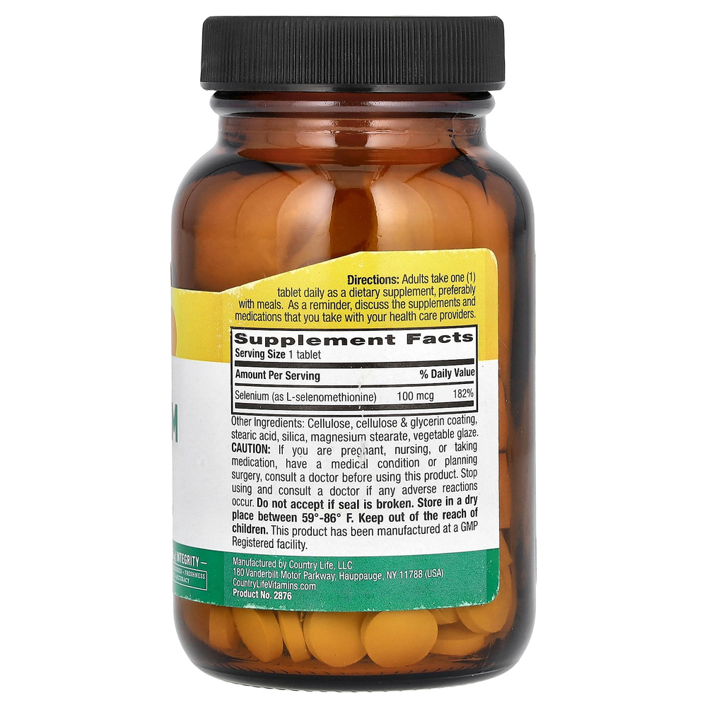 Country Life, селен, 100 мкг, 180 таблеток