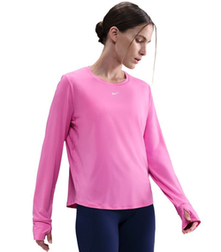 Женская теннисная футболка   Nike One Classic Dri-FIT Long Sleeve - playful pink/white