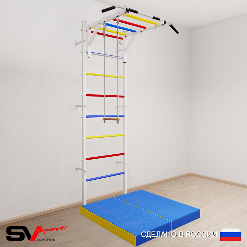 Шведская стенка Sv Sport усиленная 6324 (Турник рукоход/Трапеция/Мат 1м)