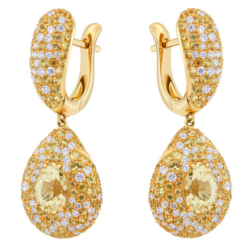 Серьги с Жёлтыми Сапфирами и Бриллиантами, Е0209-1/4