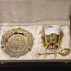 Кофейный набор Златоуст c малахитом "Утро"