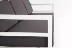 "Эстелья" диван 3-местный, каркас алюминий белый муар, ткань темно-серая 027