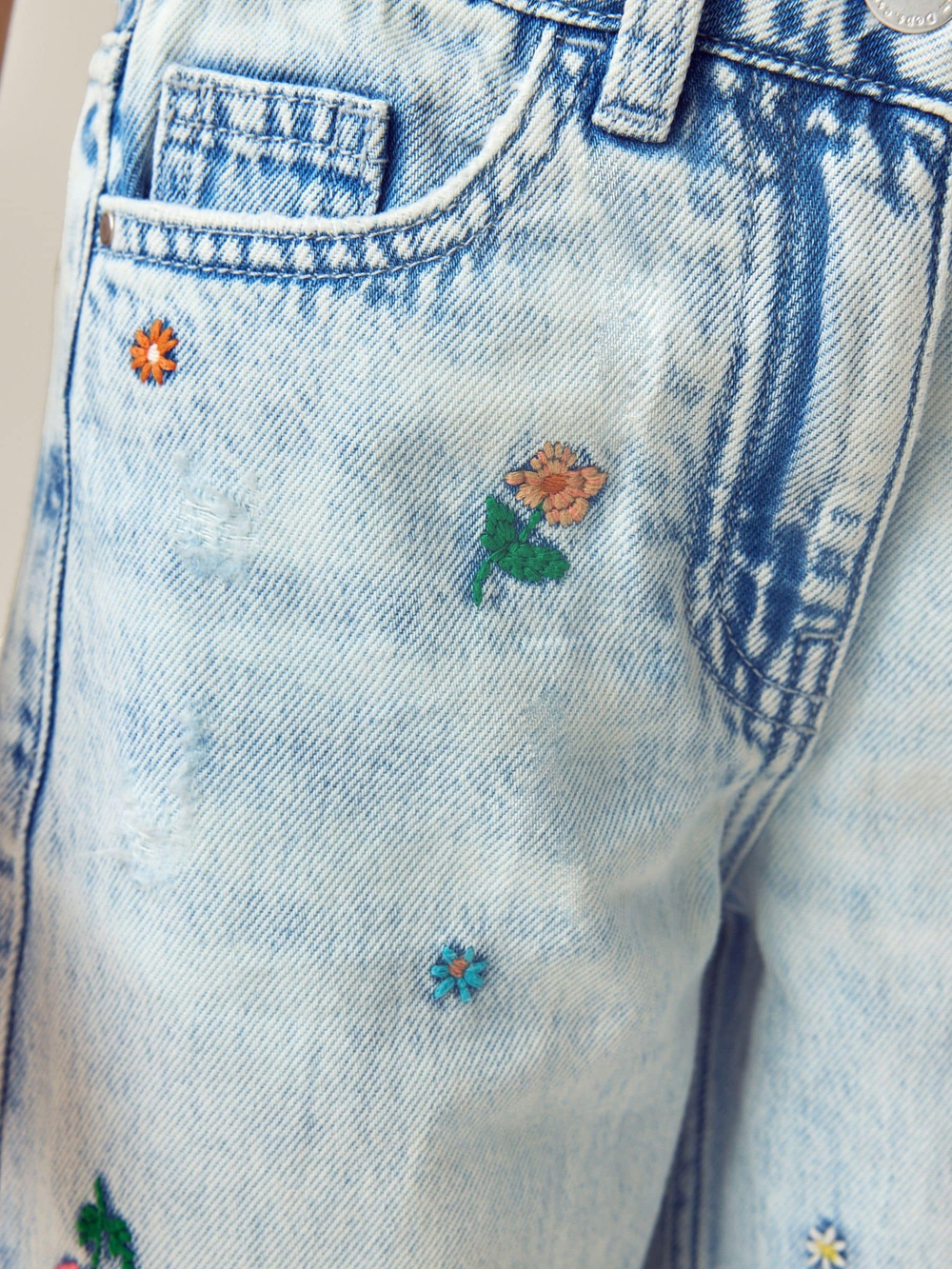 Джинсы с вышивкой для девочки Next E29-120, Голубой