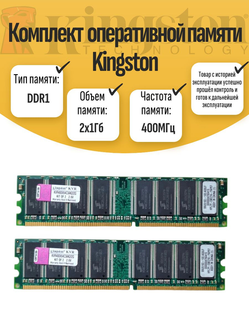 Комплект оперативной памяти DIMM DDR1 Kings 2Gb 400MHz
