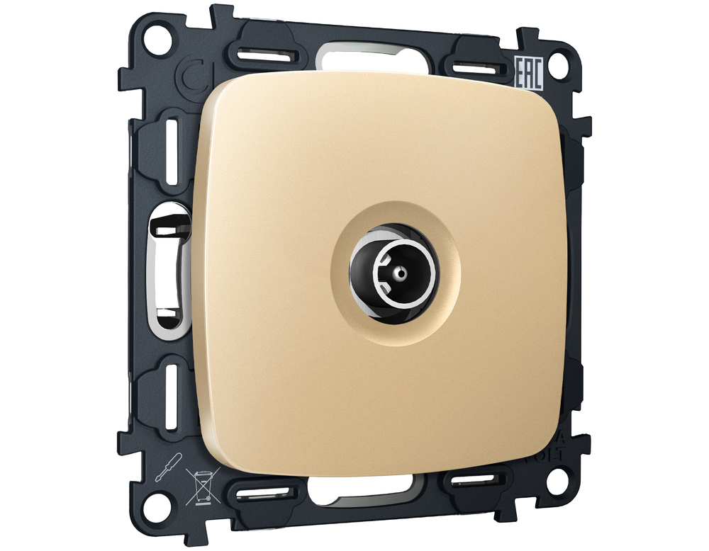 MO613030 Комплект механизма TV розетки проходной OMEGA Шампань 5-1000 MHz 4dB QUANT (OP6130, VM211)