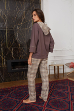 Элегантные брюки из тонкой клетчатой ткани (Размер: XS) (Цвет: коричневый)