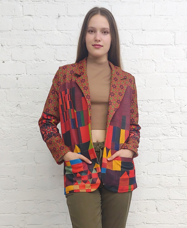 Трикотажный жакет "Красный", по мотивам живописи Пауля Клее и Василия Кандинского