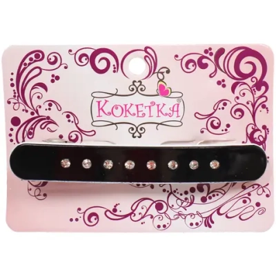 Заколка - автомат «ЭКЛЕР», форма прямоугольная, рейна, цвет черный, 9*1,5см (блистер Кокетка)