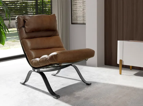 Кресло из темно-коричневой кожи модель 5161