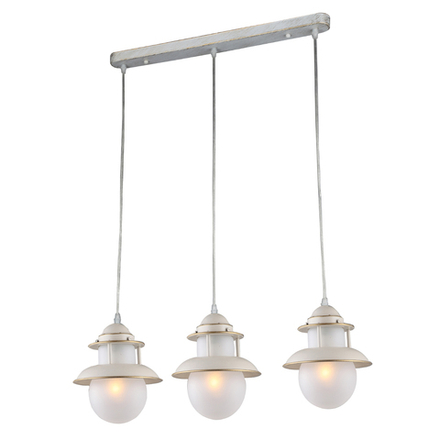 Подвесной светильник 3х60Вт E27, металл/стекло, бежевый