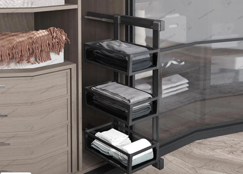 S-6734-A Корзина для белья, Starax, 3-х ярусная, (325х475х1000 мм), правая, антрацит