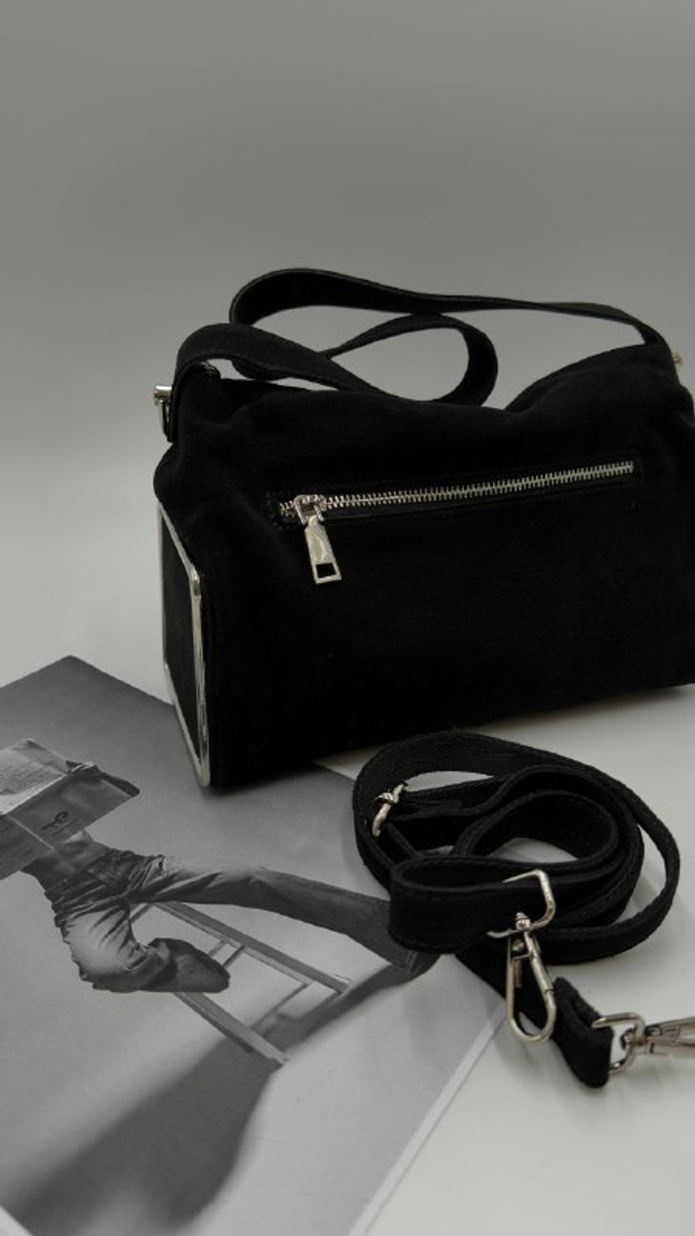 Сумка женская натуральная замша артикул 083-5 цвет "чёрный"