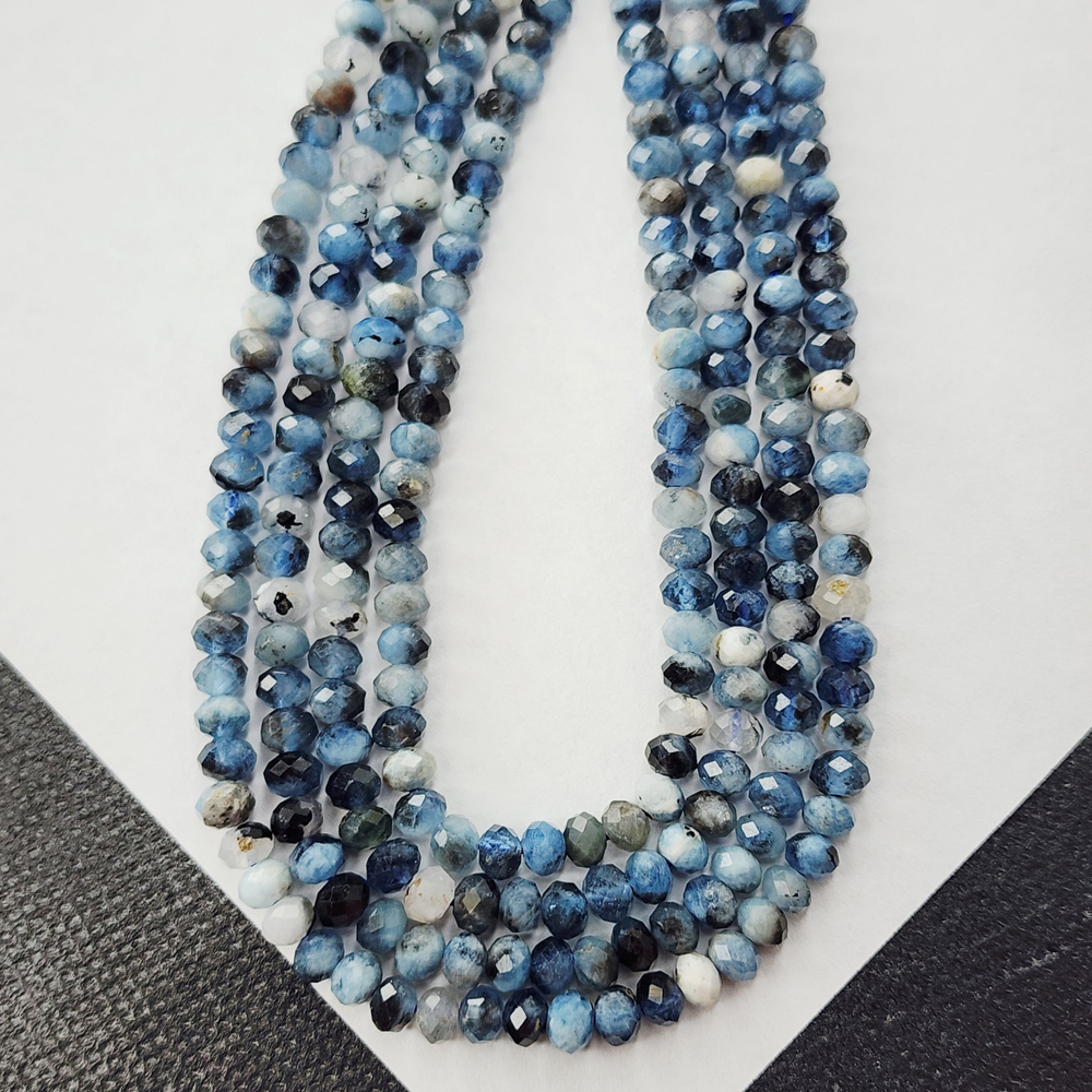 Аквамарин с турмалином, рондель огранка, дьявольский аквамарин, р-р 5.5 мм, цена за нить 9.5 см