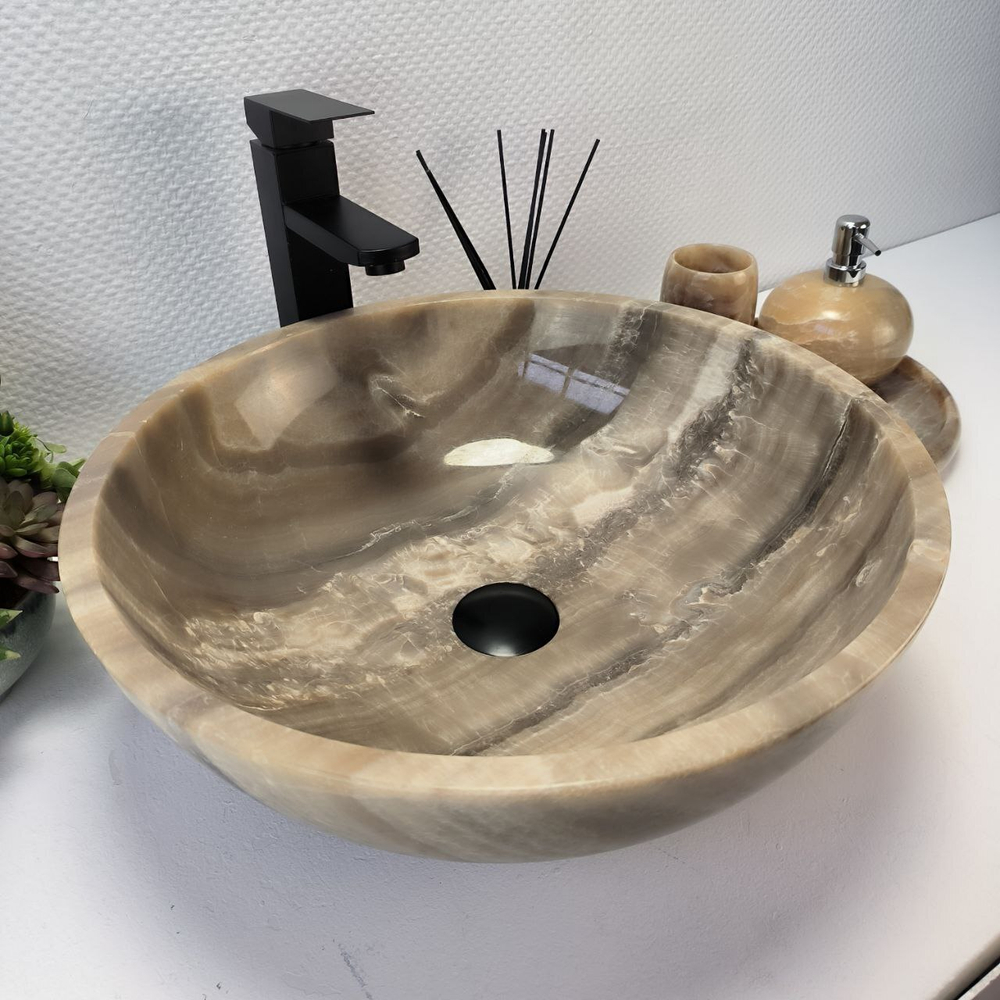 Раковина из оникса Bowl Grey TinLip BO-63003 45*45*15 43