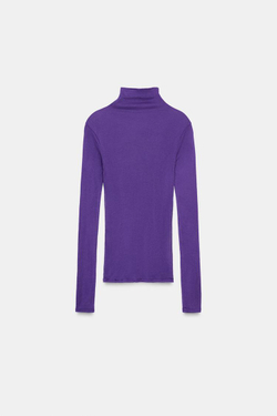 ZARA ФУТБОЛКА ИЗ ХЛОПКА SUPIMA®, ФИОЛЕТОВЫЙ