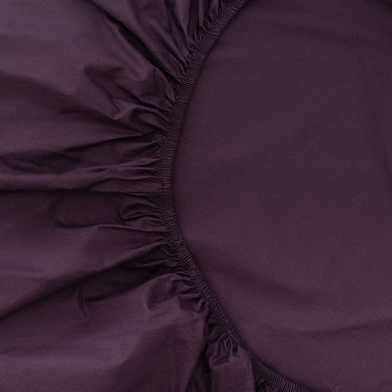 Простыня на резинке из стираного перкаля сливового цвета из коллекции essential, 160х200х30 см