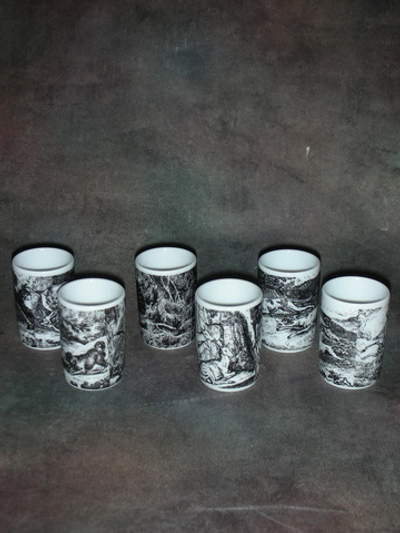 Фарфор. Охотничий мотив шесть рюмок