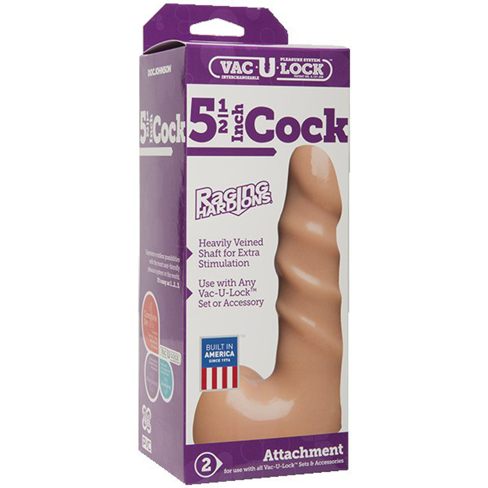 Рельефная анальная насадка 14,6см для страпон-систем Doc Johnson Vac-U-Lock Raging Hard-On Cock Vanilla 1015-23 BX