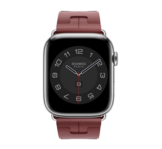 Apple Watch Hermès 45mm Silver Stainless Steel Case with Rouge H Kilim Single Tour
