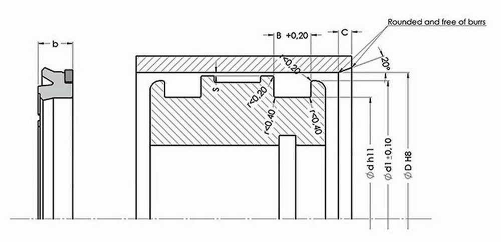 A108-060 PU U-образное поршневое уплотнение 60-45-11