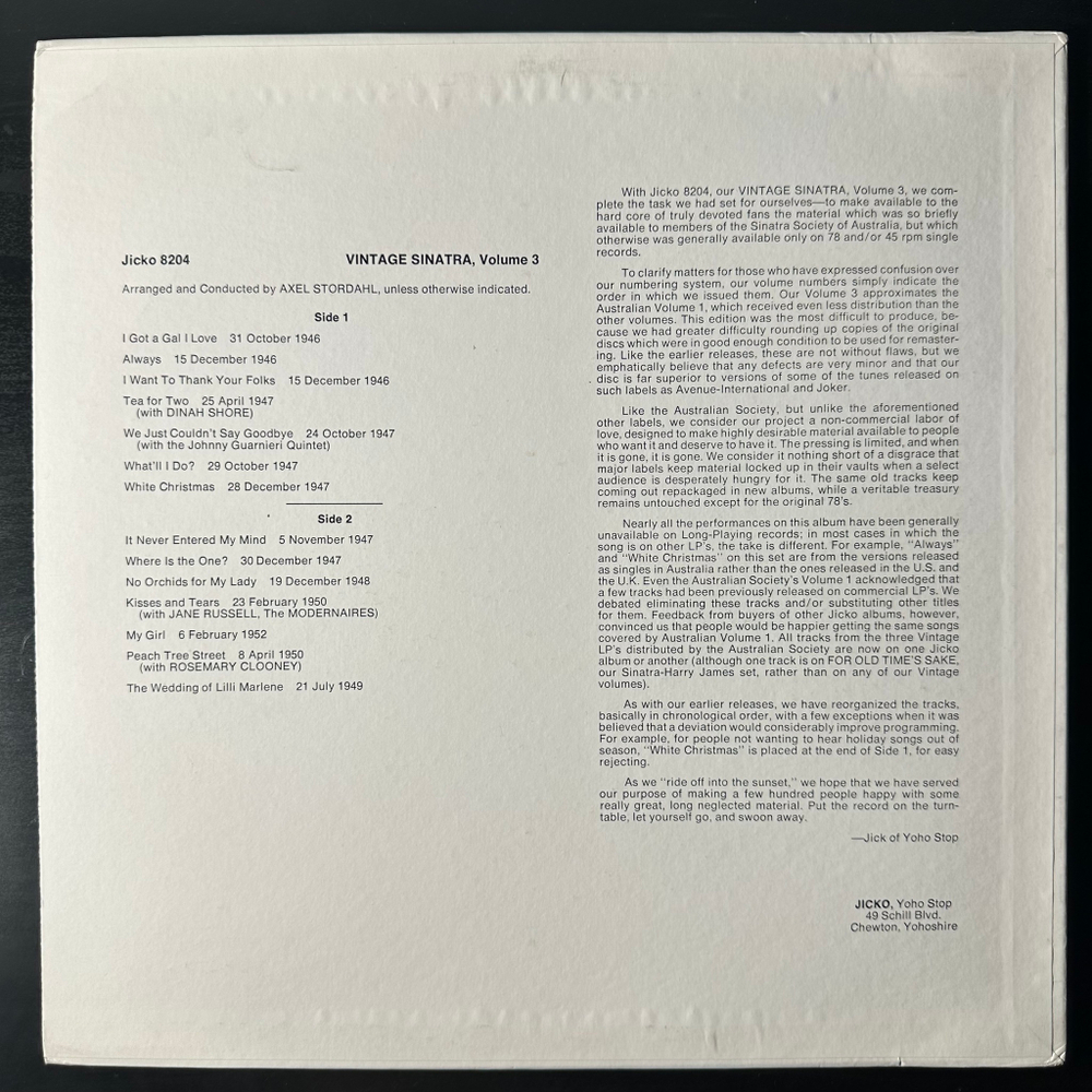 Frank Sinatra ‎– Vintage Sinatra Vol. 3 (США)