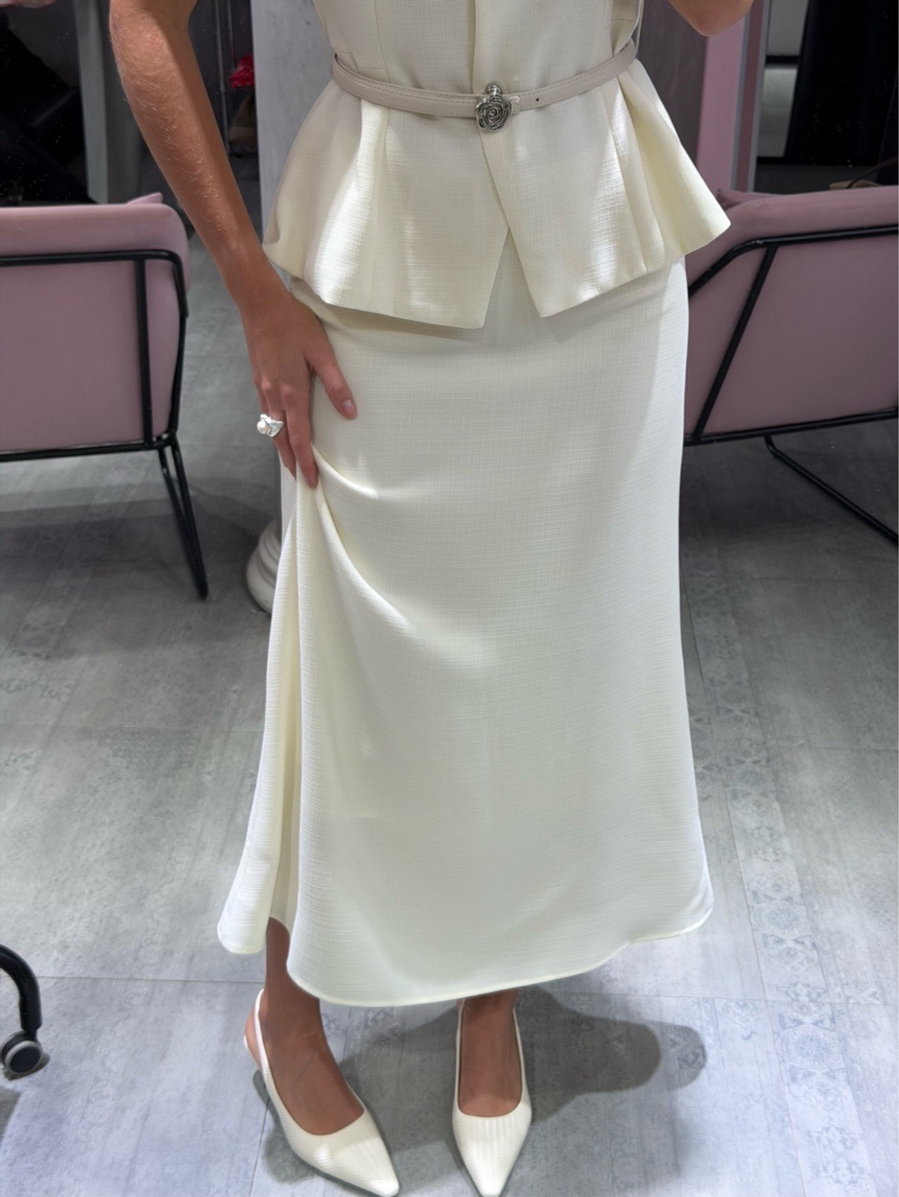 Твидовый костюм Жаклин молочный