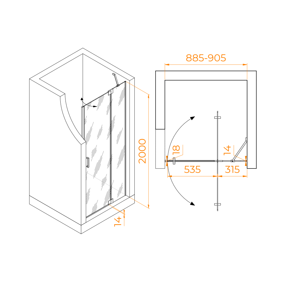 Душевая дверь RGW HO-014B (Прозрачное, 900)