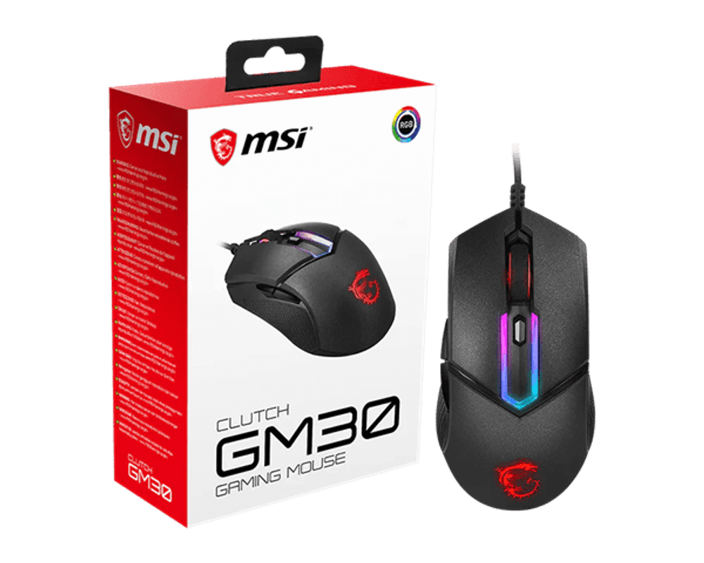Мышь MSI Clutch GM30 Black GAMING Mouse USB2.0/кабель 2м/Вес 98г./Черный