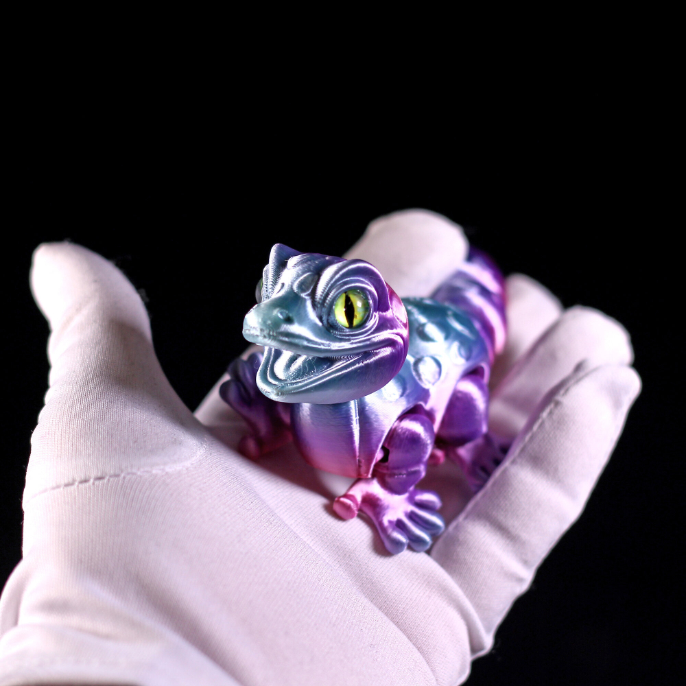 Ящерица леопардовая, 3D игрушка-антистресс, 16 см. градиентный окрас розово-голубая