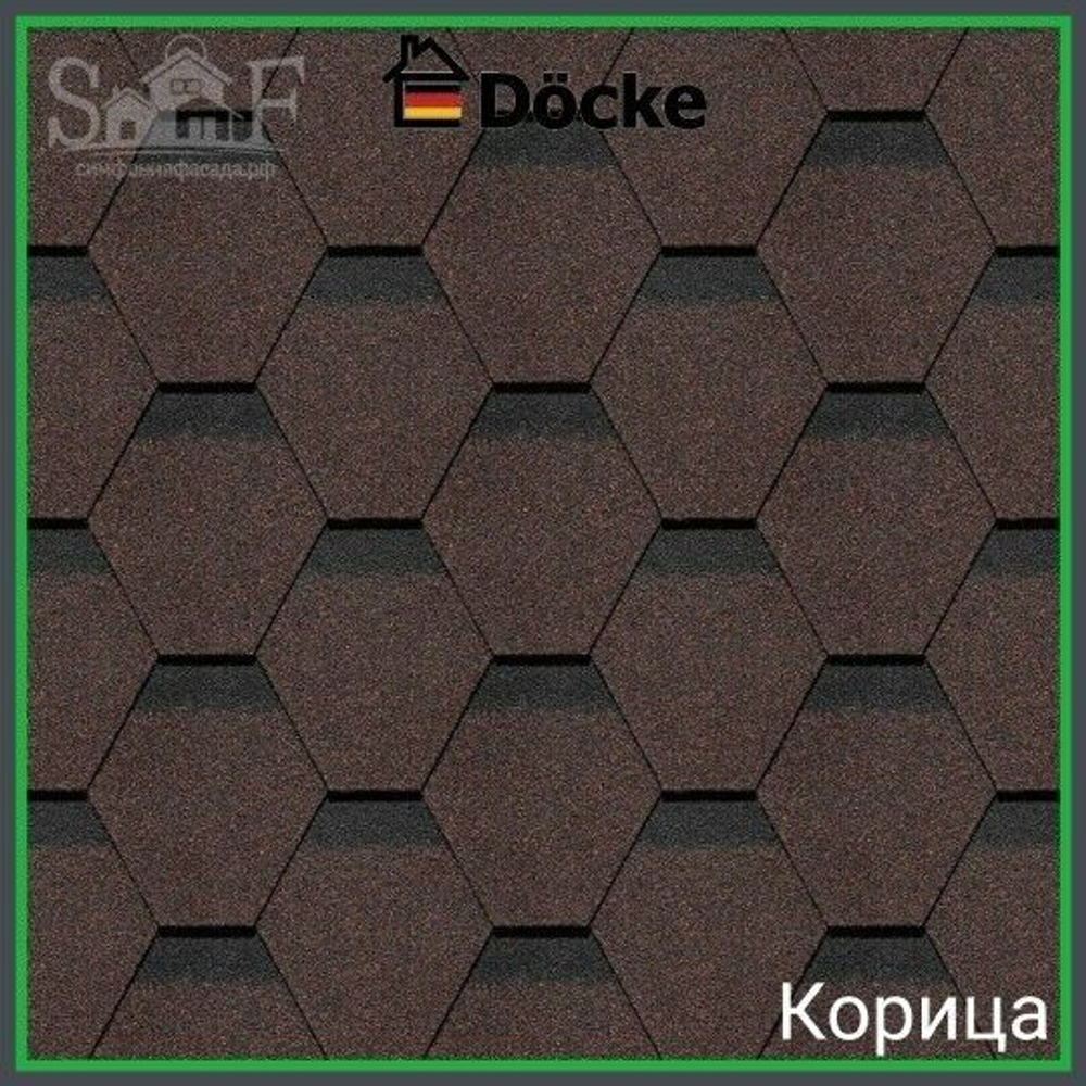 Гибкая черепица Docke PREMIUM Двухслойная "Кельн" Корица 3 м2