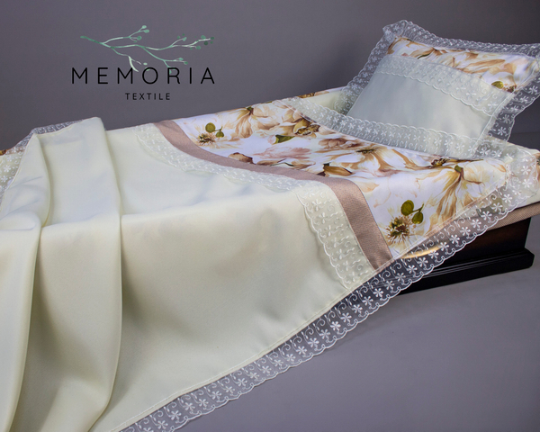 Комплект ритуальный "Орхидея" с постелью бежевый