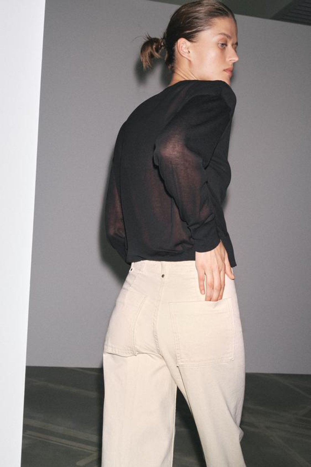 ZARA ДЖИНСЫ WIDE LEG С ВЫСОКОЙ ПОСАДКОЙ — ZW COLLECTION, ЭКРЮ