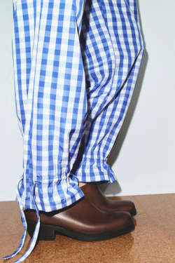 ZARA БРЮКИ В КЛЕТКУ ВИШИ ИЗ НЕЙЛОНА, СИНИЙ/БЕЛЫЙ