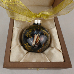 Шар новогодний с ручной росписью Палех "Год лошади" малый