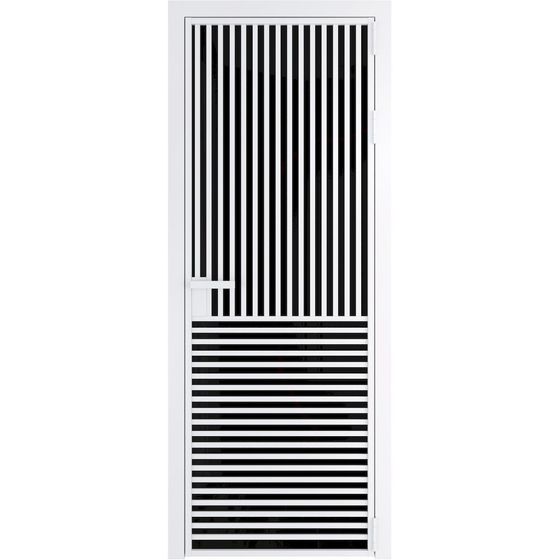 Алюминиевая дверь 17AG вайт стекло черный триплекс