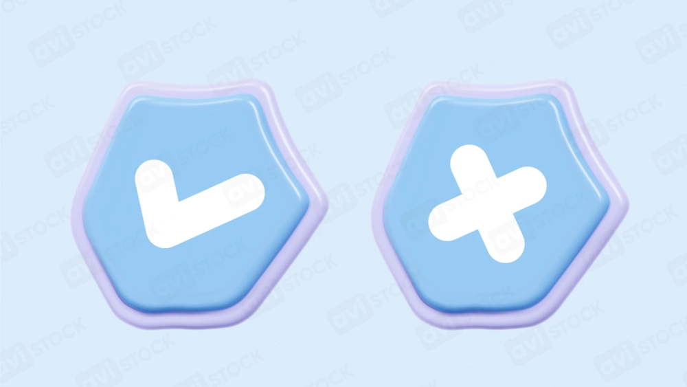3D shield icons check mark and cross blue security design PNG