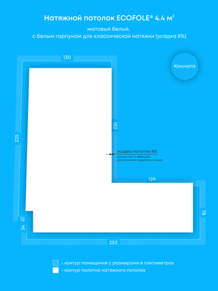 Натяжные потолки 4.4 м2, 6.3 м2