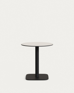 Dina Садовый круглый стол белый на черном металлическом основании Ø 68x70