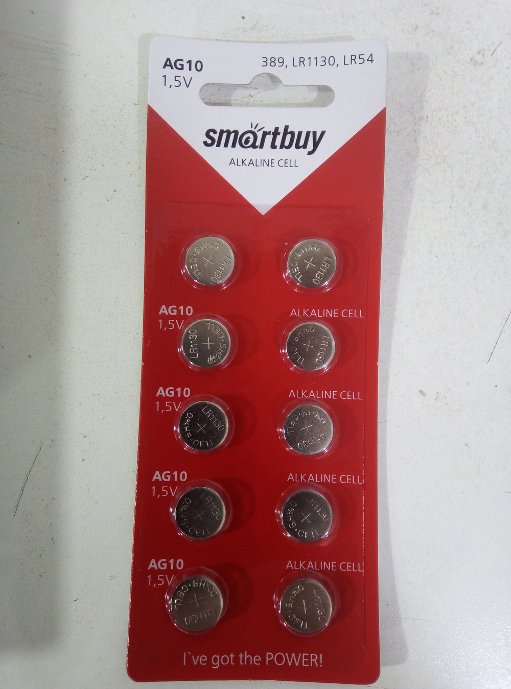 Батарейка часовая G10 SmartBuy (LR1130/389/390/SR54)(11.6x3.1) блистер (Цена за 10шт)