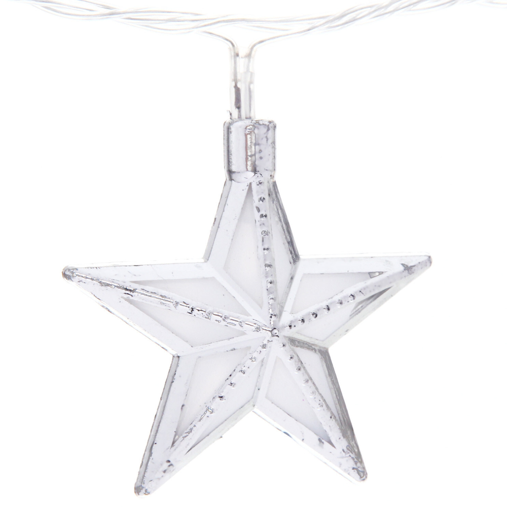 Гирлянда для дома 4м 28 ламп LED с насадками СЕРЕБРЯНАЯ ЗВЕЗДА, прозрач.пров., авторежим.,IP-20 RG/RB (возможность соединения)