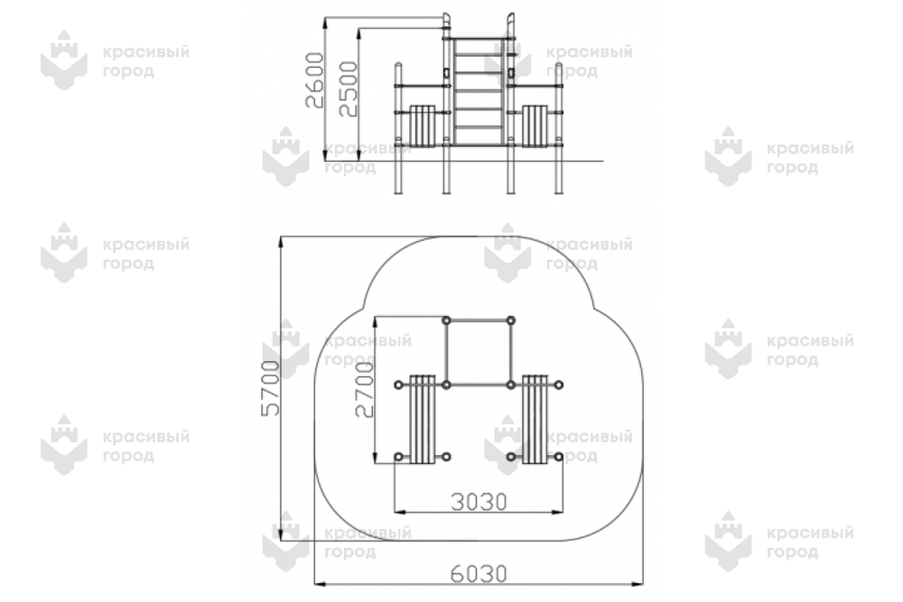 Комплекс воркаут 3 турника, шведская стенка и 2 скамьи для пресса