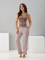 Майка Мк-403Х/коричневый-горохмрамор