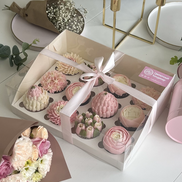 Набор капкейков 12 шт. — «Ассорти цветов»