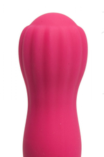 Розовый силиконовый вибратор с бутоном-головкой - 18 см.