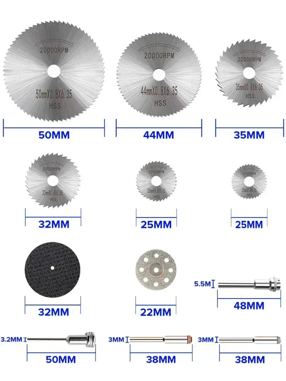 Набор отрезных дисков для гравера, 32 предмета
