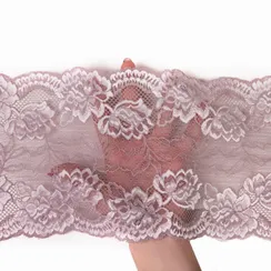 Кружево эластичное пудрово-серое 17 см, Китай