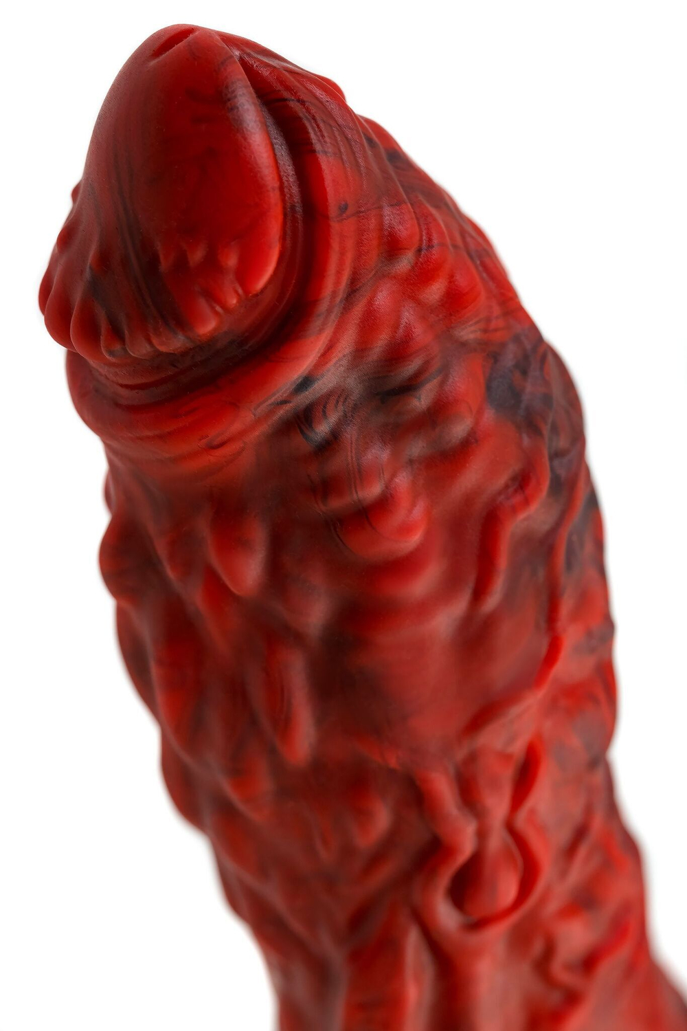 Силиконовый вибратор Monster Docus - 21,7 см. (Цвет: красный с черным)