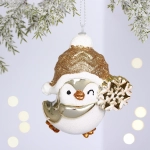 Ёлочная игрушка «Весёлый пингвинёнок» 8*6*9.5 см, Шампань