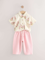 Рубашка и брюки в комплекте для девочки Next E51-370, Персиковый, Молочный