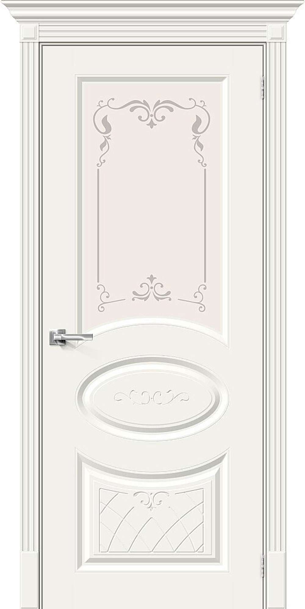 Дверь Скинни-21 Аrt / Цвет Whitey / Стекло Худ. / Двери Браво